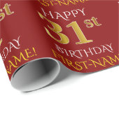 Red, Faux Gold "HAPPY 31st BIRTHDAY" Cadeaupapier (Rol Hoek)
