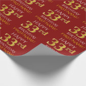 Red, Faux Gold "HAPPY 33rd BIRTHDAY" Cadeaupapier (Hoek)