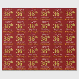 Red, Faux Gold "HAPPY 36th BIRTHDAY" Cadeaupapier