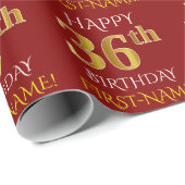 Red, Faux Gold "HAPPY 36th BIRTHDAY" Cadeaupapier (Rol Hoek)
