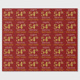Red, Faux Gold "HAPPY 54th BIRTHDAY" Cadeaupapier