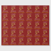 Red, Faux Gold "HAPPY 5th BIRTHDAY" Cadeaupapier (Vlak)