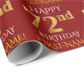 Red, Faux Gold "HAPPY 72nd BIRTHDAY" Cadeaupapier (Rol Hoek)