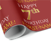 Red, Faux Gold "HAPPY 7th BIRTHDAY" Cadeaupapier (Rol Hoek)
