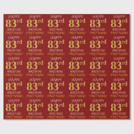 Red, Faux Gold "HAPPY 83rd BIRTHDAY" Cadeaupapier