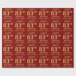 Red, Faux Gold "HAPPY 83rd BIRTHDAY" Cadeaupapier