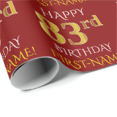 Red, Faux Gold "HAPPY 83rd BIRTHDAY" Cadeaupapier (Rol Hoek)