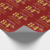 Red, Faux Gold "HAPPY 84th BIRTHDAY" Cadeaupapier (Hoek)