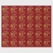 Red, Faux Gold "HAPPY 85th BIRTHDAY" Cadeaupapier (Vlak)