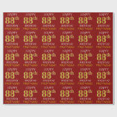 Red, Faux Gold "HAPPY 88th BIRTHDAY" Cadeaupapier (Vlak)