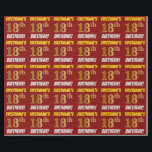 Red, Faux/Imitation Gold, "18th BIRTHDAY" Cadeaupapier<br><div class="desc">Dit het verpakken papieren ontwerp kenmerkt een bericht zoals "FIRSTNAME'S 18e BIRTHDAY!", met "18e"met een faux/imitatie gouden-als kleurenverschijning, en met de naam en "BIRTHDAY"in een leuke, vette doopvont. De naam kan worden aangepast en de achtergrond is rood. Een dergelijk artikel zou misschien gebruikt kunnen worden bij het verpakken van verjaardagsgeschenken...</div>