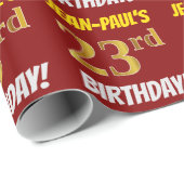Red, Faux/Imitation Gold, "23rd BIRTHDAY" Cadeaupapier (Rol Hoek)
