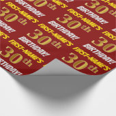 Red, Faux/Imitation Gold, "30th BIRTHDAY" Cadeaupapier (Hoek)