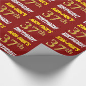 Red, Faux/Imitation Gold, 37th BIRTHDAY Cadeaupapier (Hoek)