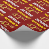 Red, Faux/Imitation Gold, "42nd BIRTHDAY" Cadeaupapier (Hoek)