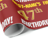 Red, Faux/Imitation Gold, "47th BIRTHDAY" Cadeaupapier (Rol Hoek)