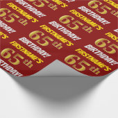 Red, Faux/Imitation Gold, 65th BIRTHDAY Cadeaupapier (Hoek)