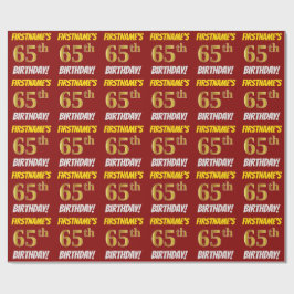 Red, Faux/Imitation Gold, 65th BIRTHDAY Cadeaupapier