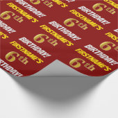 Red, Faux/Imitation Gold, "6th BIRTHDAY" Cadeaupapier (Hoek)