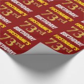 Red, Faux/Imitation Gold, "73rd BIRTHDAY" Cadeaupapier (Hoek)