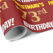 Red, Faux/Imitation Gold, "73rd BIRTHDAY" Cadeaupapier (Rol Hoek)