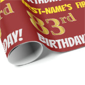 Red, Faux/Imitation Gold, "83rd BIRTHDAY" Cadeaupapier (Rol Hoek)