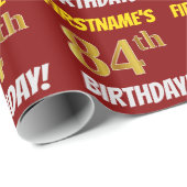 Red, Faux/Imitation Gold, "84th BIRTHDAY" Cadeaupapier (Rol Hoek)