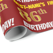 Red, Faux/Imitation Gold, "86th BIRTHDAY" Cadeaupapier (Rol Hoek)