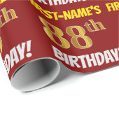 Red, Faux/Imitation Gold, "88th BIRTHDAY" Cadeaupapier (Rol Hoek)