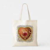 Red Faux Jewel Hart fee canvas tas (Achterkant)