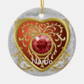 Red Faux Jewel Hart fee ornament (Voorkant)