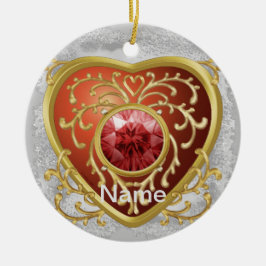 Red Faux Jewel Hart fee ornament