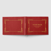 Red Faux Leather Gold Lijst Gastenboek (Volledig)