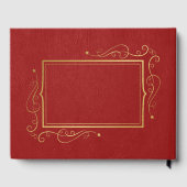 Red Faux Leather Gold Lijst Gastenboek (Achterkant)