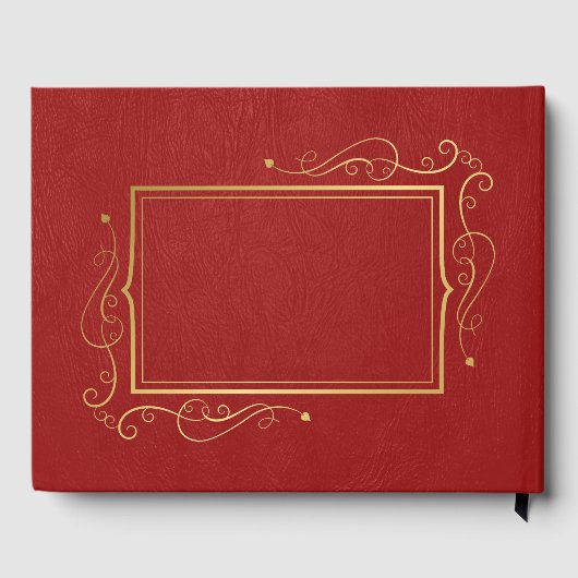Red Faux Leather Gold Lijst Gastenboek (Achterkant)