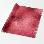 Red Faux Metallic Kerstmis Holiday Cadeaupapier (Uitgerold)