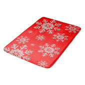 Red Faux Silver Glitter Snowflake Bath Mat (Gekanteld)