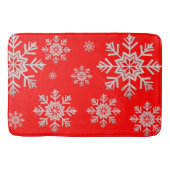 Red Faux Silver Glitter Snowflake Bath Mat (Voorkant)