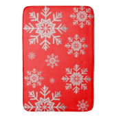 Red Faux Silver Glitter Snowflake Bath Mat (Voorkant Verticaal)