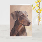 Red Fawn Doberman Dog Art Wenskaart Kaart (Gele Bloem)