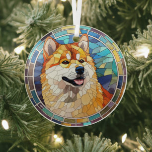 Red Fawn Shiba Inu hond gekleurd Glas Ornament