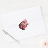 Red Feathered Chicken Egg Layer Hen Ronde Sticker (Envelop)