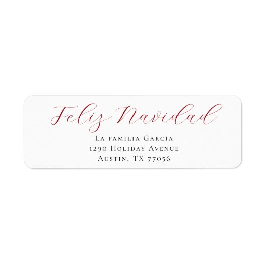 Red Feliz Navidad Mail Return Address Label (Voorkant)