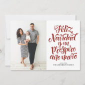 Red Feliz Navidad y un Próspero Año Script Foto Feestdagenkaart (Voorkant)