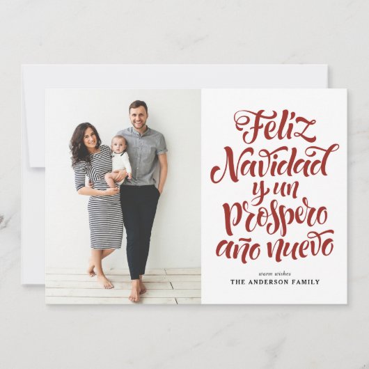 Red Feliz Navidad y un Próspero Año Script Foto Feestdagenkaart (Voorkant)