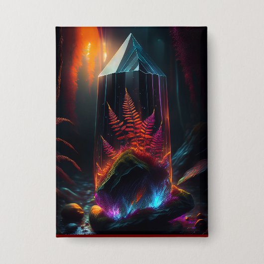 Red Ferns Growing In Glass Prism Along Creek Button (Voorkant)