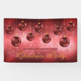 Red Festive Baubles op Red Bokeh - kerstfeest Spandoek