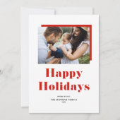 Red Festive Bold Typografie Prettige feestdagen Fo Feestdagenkaart (Voorkant)