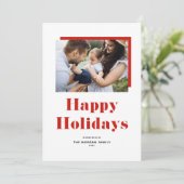 Red Festive Bold Typografie Prettige feestdagen Fo Feestdagenkaart (Staand voorkant)