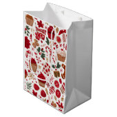 Red Festive Christmas Pattern | Gift Bag Medium Cadeauzakje (Voorkant Gekanteld)